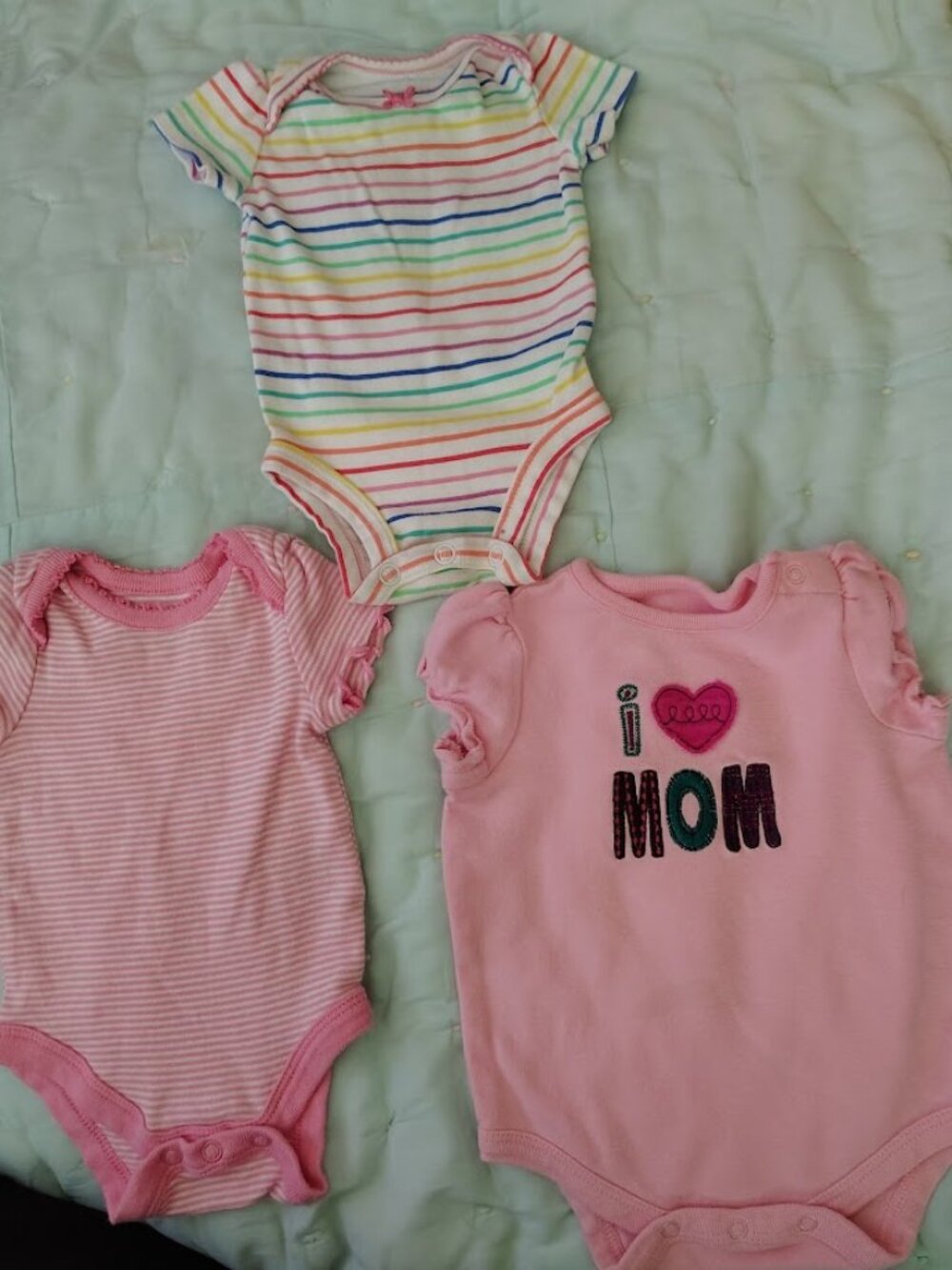 Infant Girls Onesies Non-Matching Set of 3 size Newborn